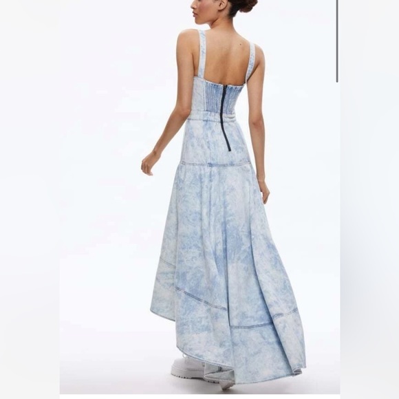 HEMMED Alice and Olivia Donella denim bustier high low dress - Picture 2 of 16